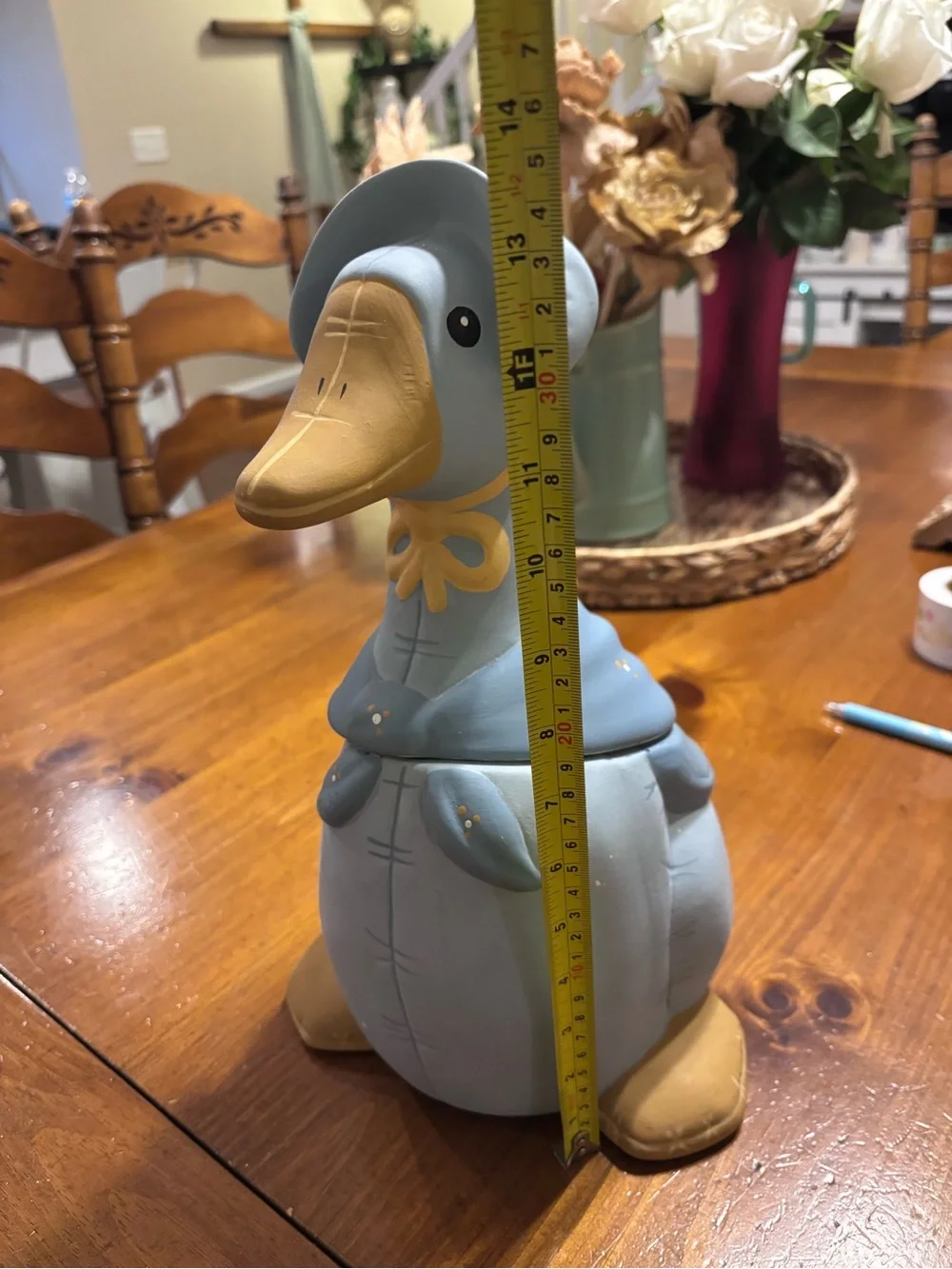 Blue and Yellow Duck Figurine Decorative Accent - Unbranded